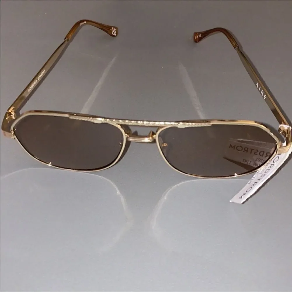 Aire NWT Cosmos - Bright Gold Tan Tint Aviator Sunglasses